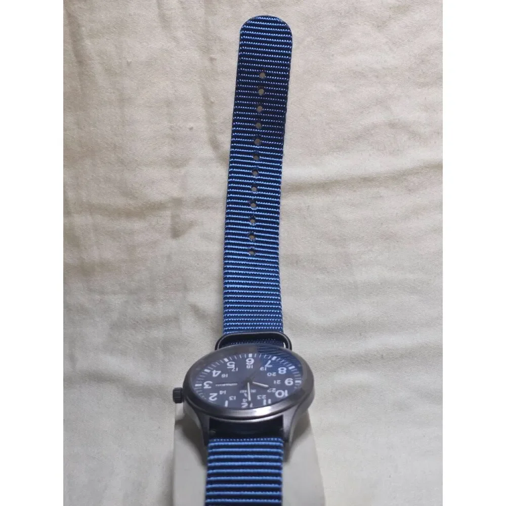Ironway Military Field Watch Blue Dial Day Date Quartz Blue NATO Strap Box - US